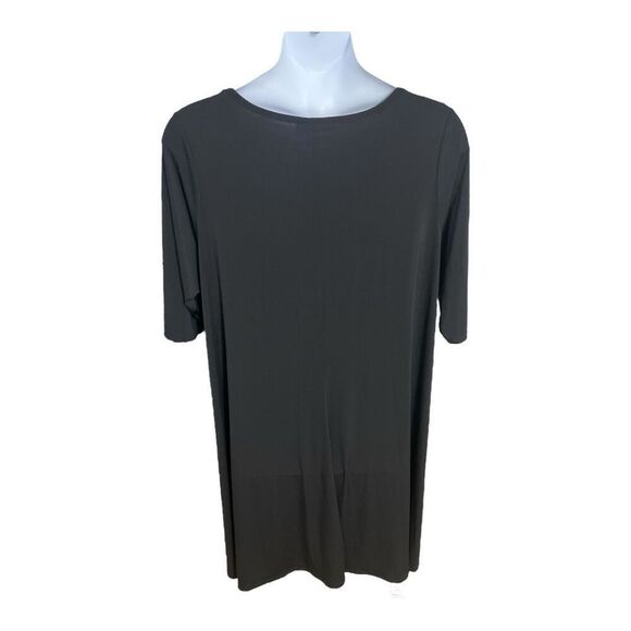 Roamans Black Shift Dress Plus Size 2X(26/28) 3/4-Sleeve Scoop-Neck Stretch - Picture 13 of 15